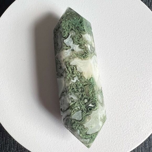 Moss Agate Crystal Double‎ Terminated Point (#6) - Picture 12 of 12
